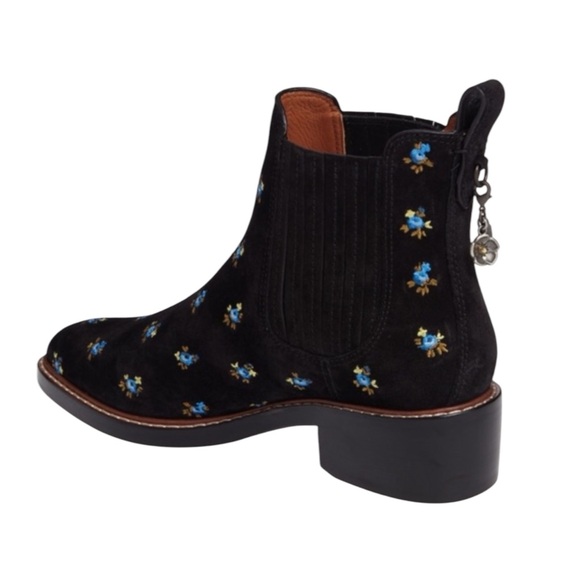 COACH Bowery Prairie Suede Chelsea Boots in Black / Blue Size 6 NWOB - Picture 3 of 11